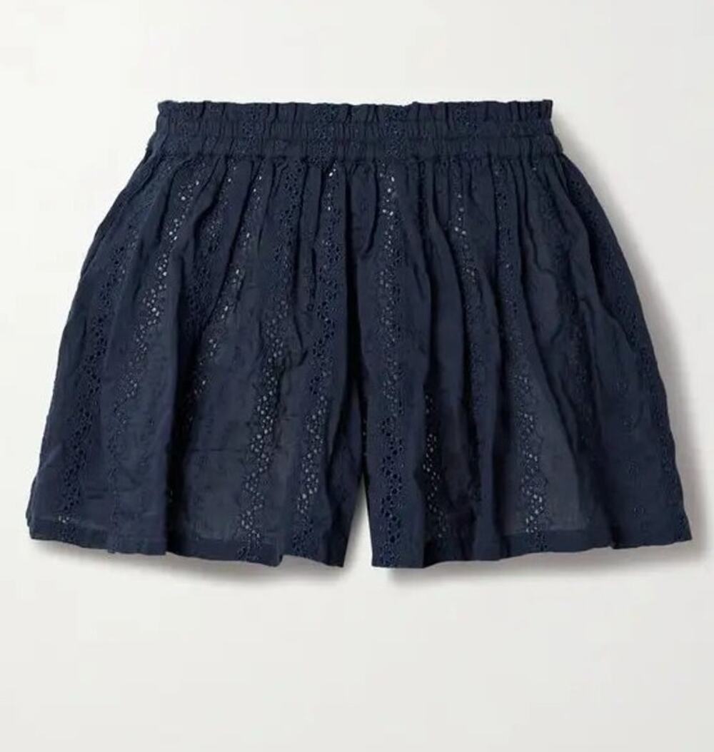 Suzie Kondi Lace Eyelet Shorts Size Large Blue Broderie Anglaise Preppy Coquette